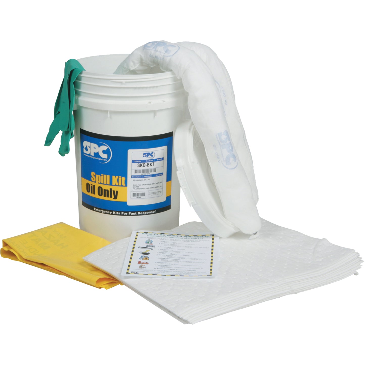 SPC Spill Kit, Oil Only, Pail, 10 US gal. Absorbancy