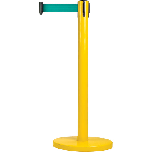 Zenith Safety Products Free-Standing Crowd Control Barrier, Steel, 35" H, Green Tape, 7' Tape Length