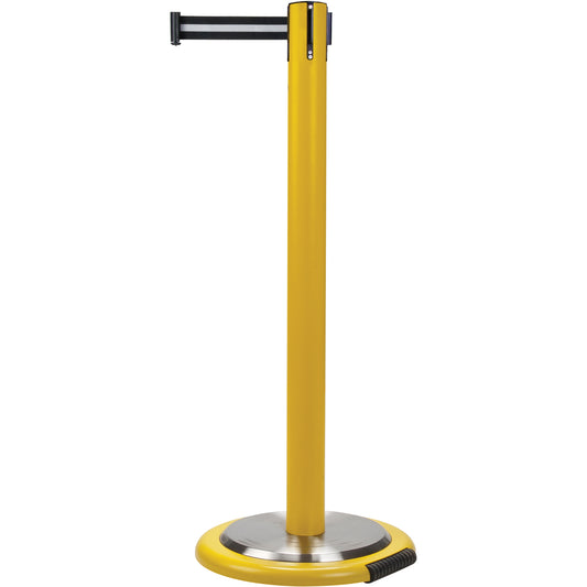 Zenith Safety Products Free-Standing Crowd Control Barrier, Steel, 35" H, Black/White Tape, 7' Tape Length
