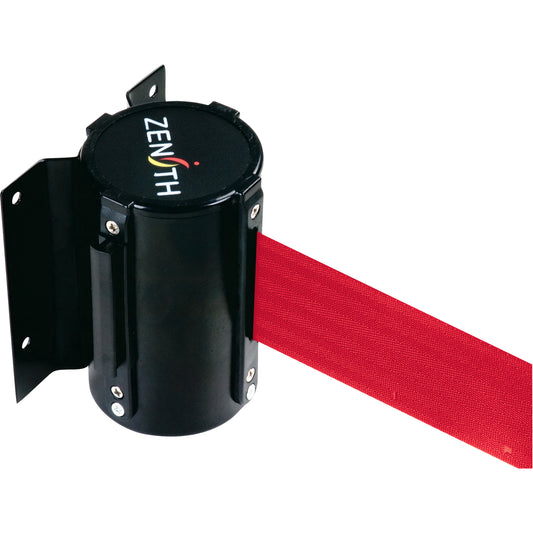 Zenith Safety Products Wall Mount Barrier, Steel, Screw Mount, 7', Red Tape