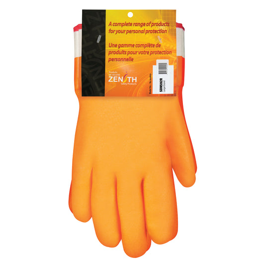 Zenith Safety Products Winter-Lined Chemical-Resistant Gloves, Size 9, 10" L, PVC, Foam Fleece Inner Lining, Heavy Weight