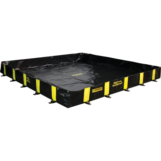Justrite Rigid-Lock QuickBerm®, 745 US gal. Capacity, 10' W x 10' L x 12" H, Stake Wall