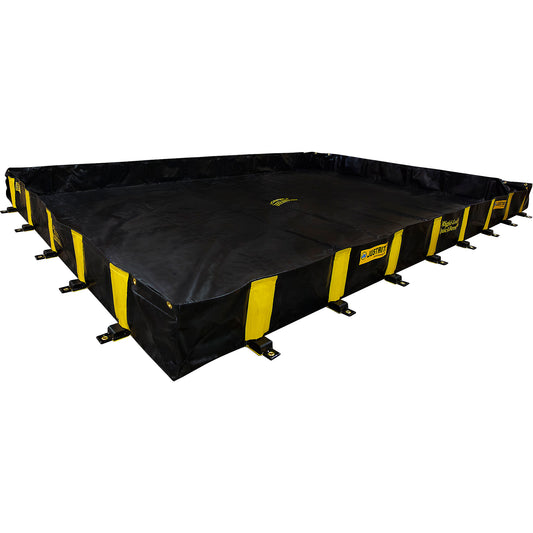 Justrite Rigid-Lock QuickBerm®, 2390 US gal. Capacity, 16' W x 20' L x 12" H, Stake Wall
