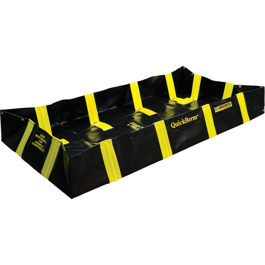 Justrite QuickBerm® Containment Berm with Inside Wall Supports, 235 US gal. Capacity, 4' W x 8' L x 12" H, Snap-Up Bracket