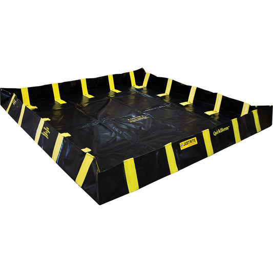 Justrite QuickBerm® Containment Berm with Inside Wall Supports, 475 US gal. Capacity, 8' W x 8' L x 12" H, Snap-Up Bracket