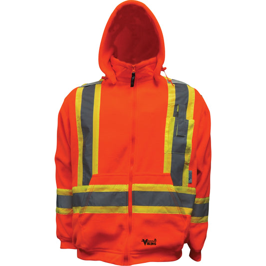 Viking Safety Fleece Hoodie, Fleece/Polyester, Large, Orange