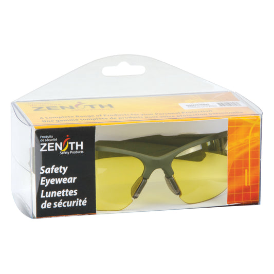 Zenith Safety Products Z2000 Series Safety Glasses, Amber Lens, Anti-Scratch, Meets/Exceeds CSA Z94.3