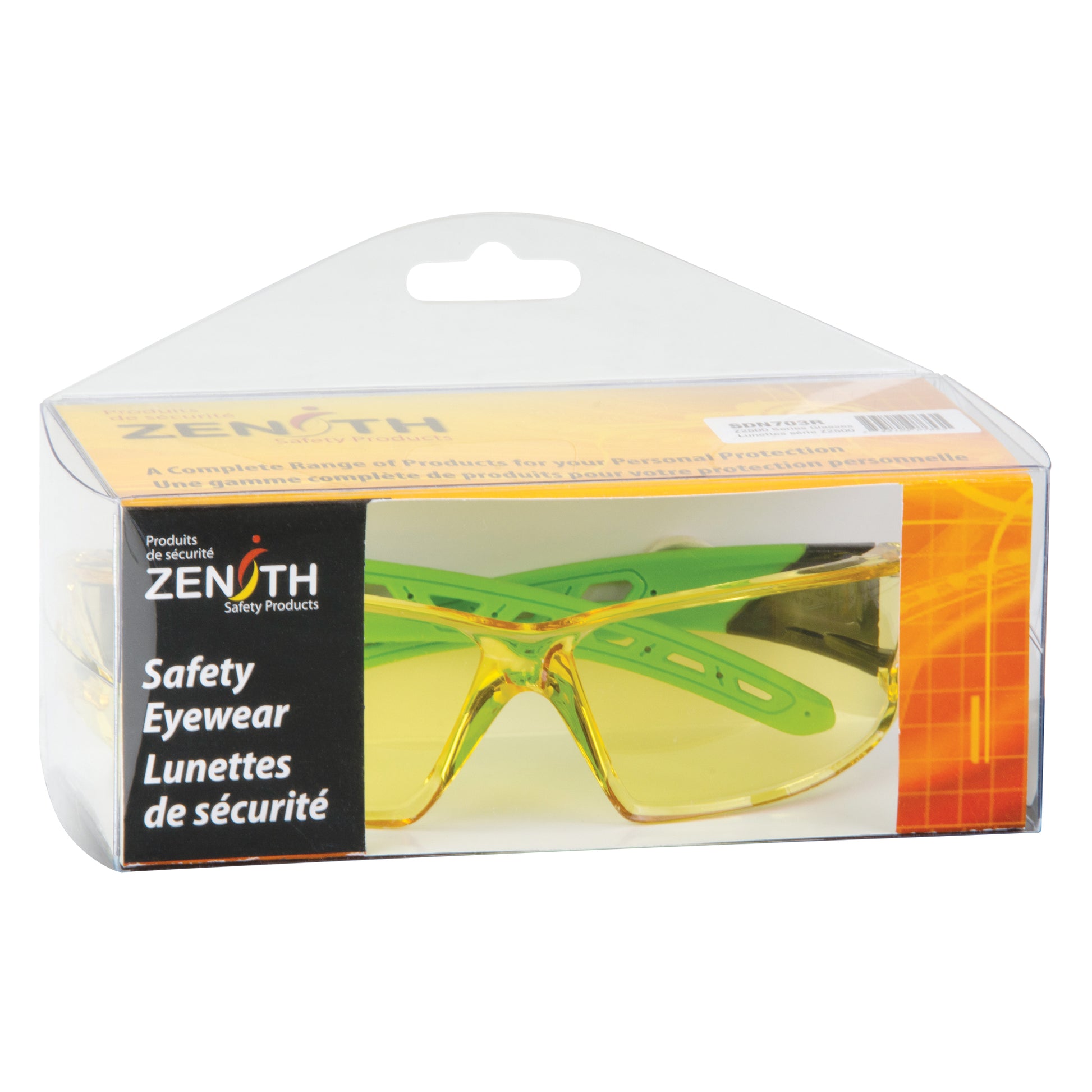 Zenith Safety Products Z2500 Series Safety Glasses, Amber Lens, Anti-Scratch, ANSI Z87+/Meets/Exceeds CSA Z94.3