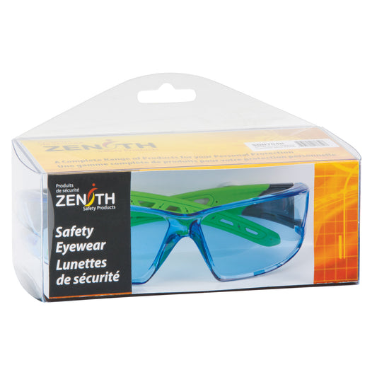 Zenith Safety Products Z2500 Series Safety Glasses, Blue Lens, Anti-Scratch, ANSI Z87+/Meets/Exceeds CSA Z94.3