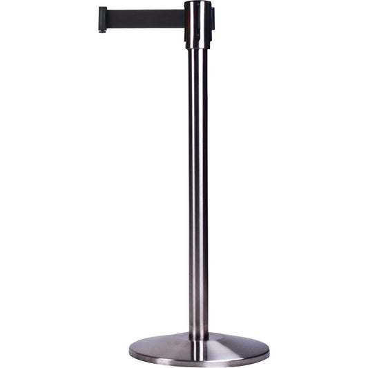 Zenith Safety Products Free-Standing Crowd Control Barrier, Steel, 35" H, Black Tape, 12' Tape Length