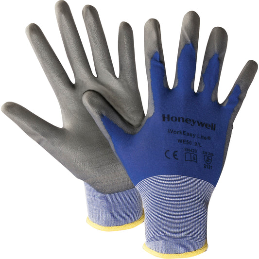 Honeywell North® Workeasy® WE50 Lite Gloves, 8/Medium, Polyurethane Coating, 18 Gauge, Nylon Shell