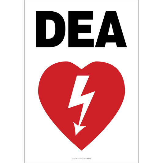 Accuform Signs AED Sign, 20" x 14", Aluminum, French with Pictogram