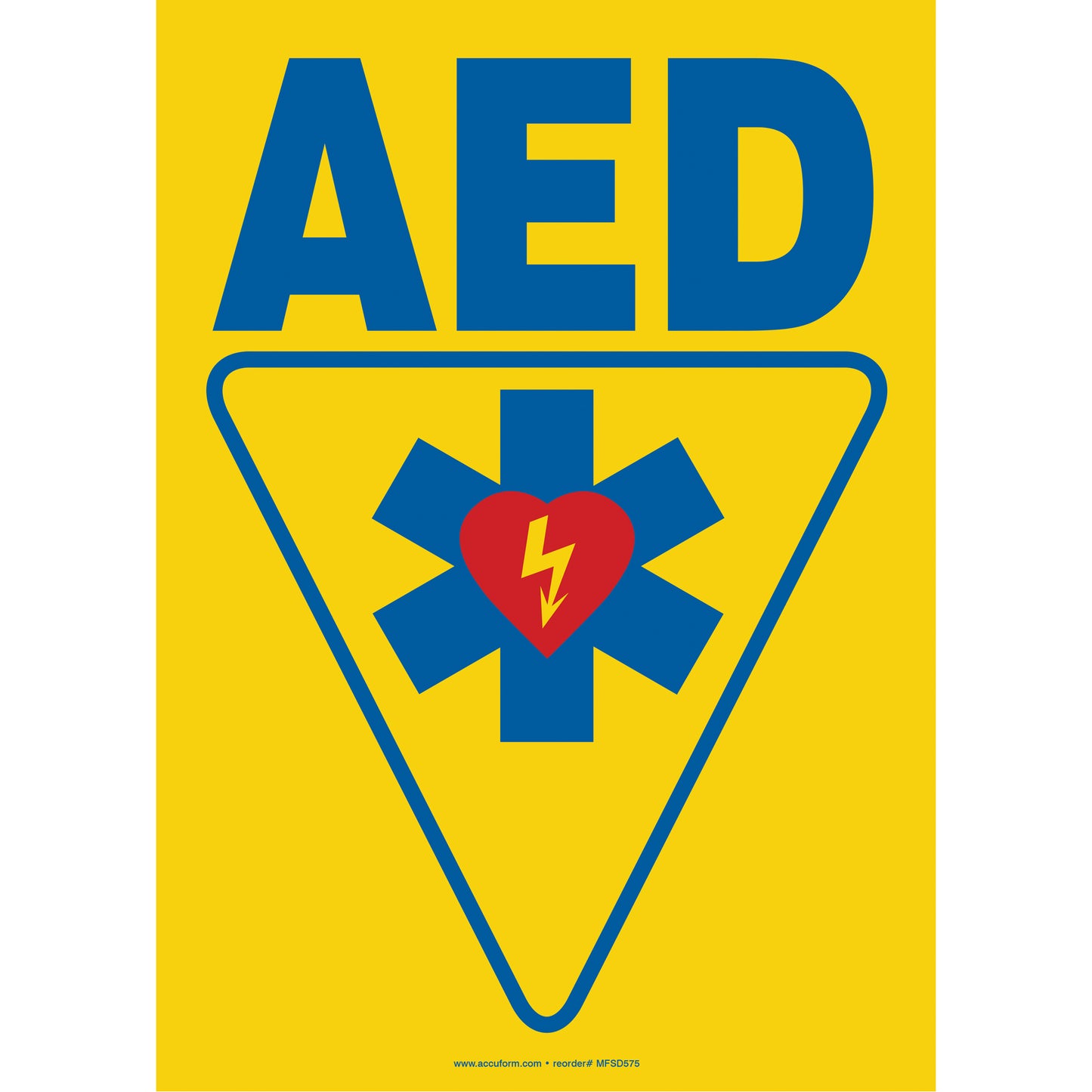 Accuform Signs AED Sign, 20" x 14", Aluminum, English with Pictogram
