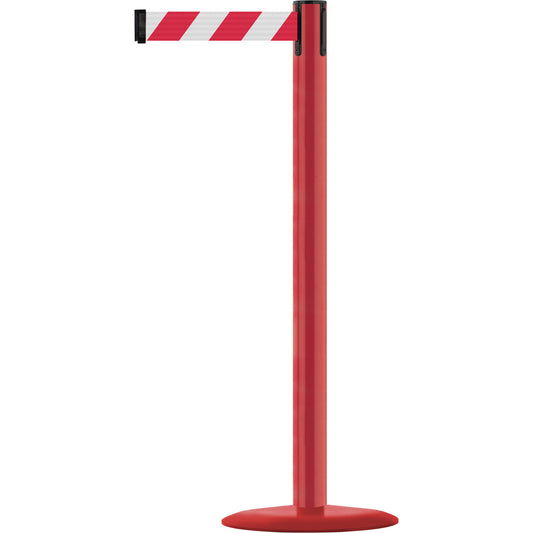 Tensator Marine Post, Steel, 38" H, White/Red Tape, 13' Tape Length