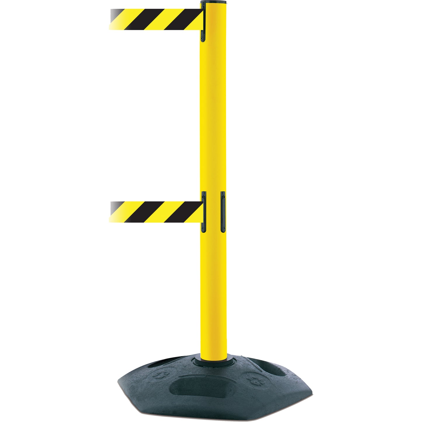 Tensator Dual Line Heavy Duty Post, Plastic, 38" H, Black/Yellow Tape, 13' Tape Length