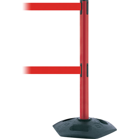 Tensator Dual Line Heavy Duty Post, Plastic, 38" H, Red Tape, 13' Tape Length
