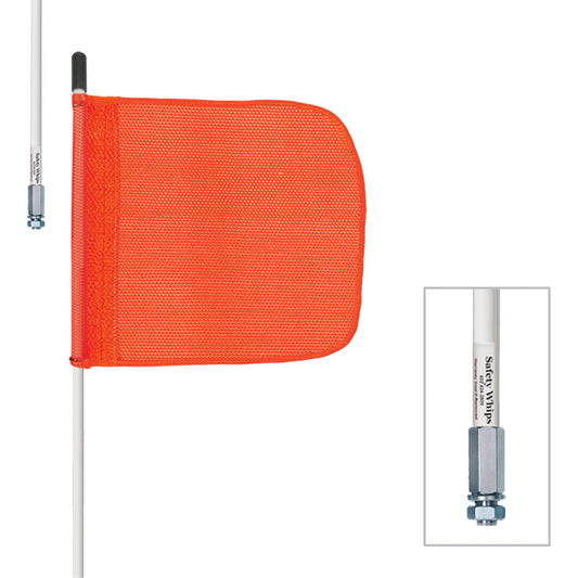  Safety Whip® Heavy-Duty Whips, Threaded Mount, 8' High, Orange