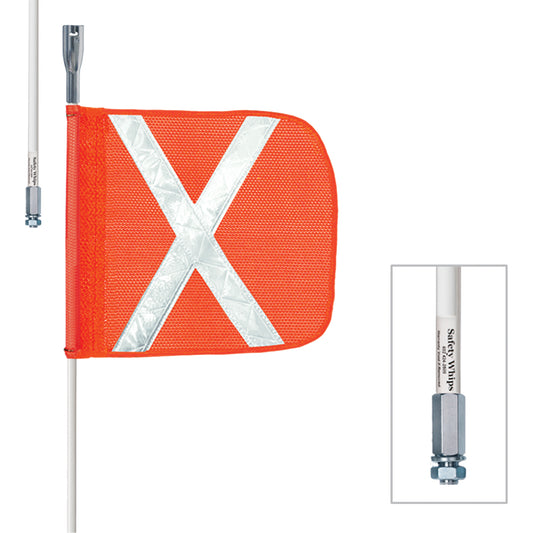  Safety Whip® Heavy-Duty Whips, Threaded Mount, 3' High, Orange
