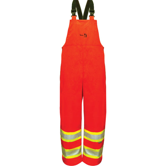 Viking Hi-Vis FR/PU Safety Rain Bib Pants, Medium, High Visibility Orange