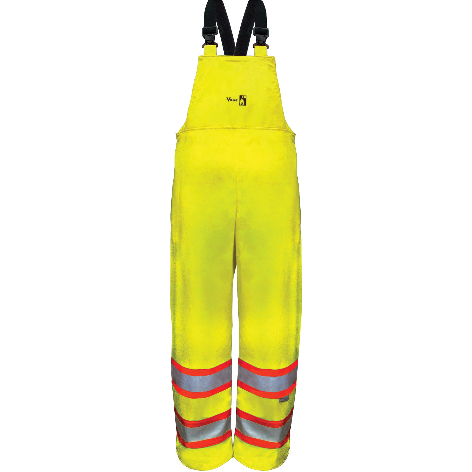 Viking Hi-Vis FR/PU Safety Rain Bib Pants, 3X-Large, High Visibility Lime-Yellow