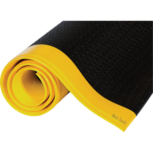 Mat Tech Tuff-Spun® Mats, Pebbled, 3' x 48' x 3/8", Black/Yellow, PVC Sponge