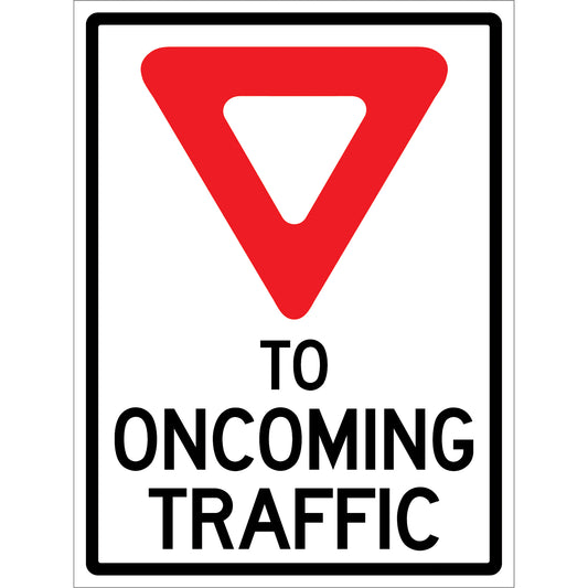 CCI Canada "Yield to Oncoming Traffic" Roll-Up Sign Traffic Sign, 36" x 48", Vinyl, English with Pictogram