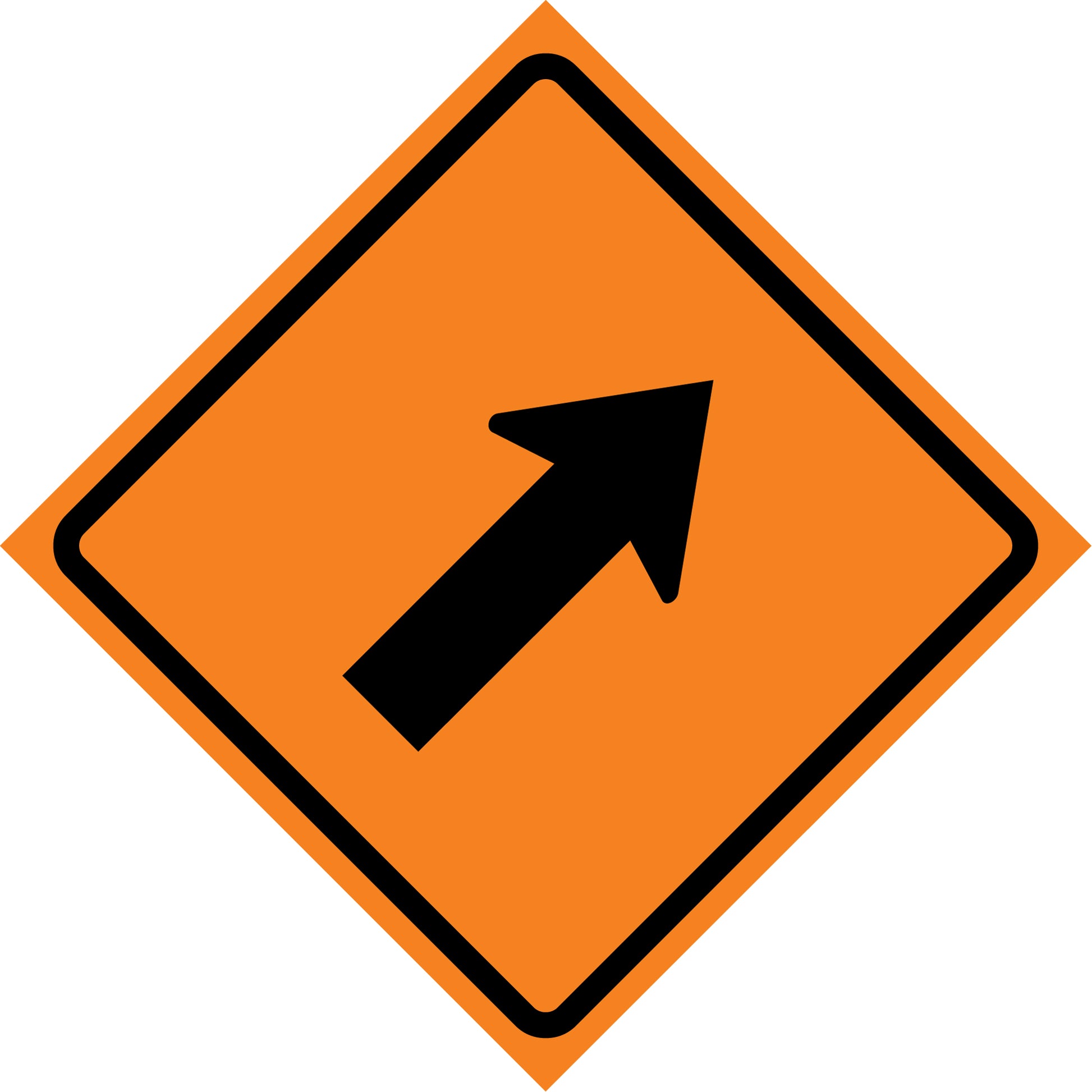 CCI Canada Right Diagonal Arrow Roll-Up Traffic Sign, 36" x 36", Vinyl, Pictogram