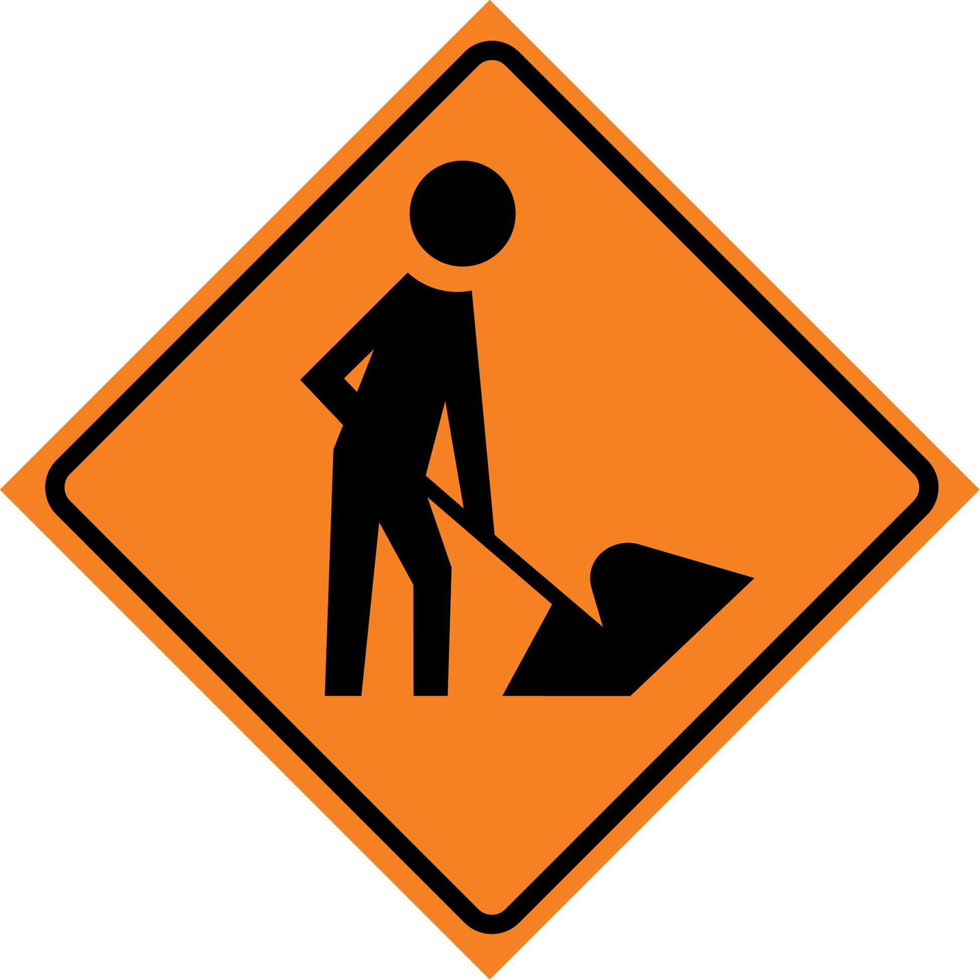 CCI Canada Men at Work Roll-Up Traffic Sign, 29-1/2" x 29-1/2", Vinyl, Pictogram