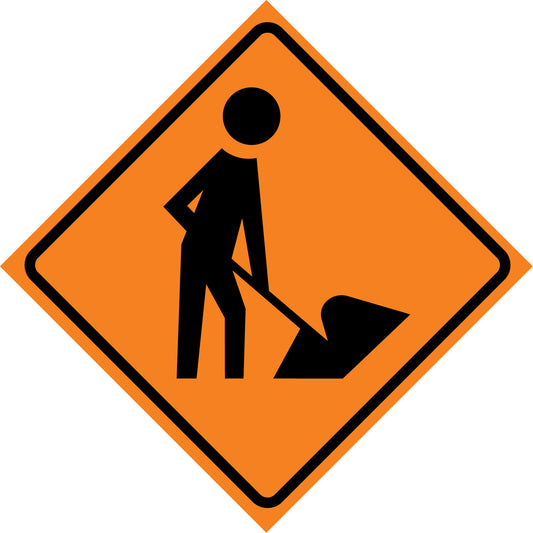 CCI Canada Men at Work Roll-Up Traffic Sign, 29-1/2" x 29-1/2", Vinyl, Pictogram
