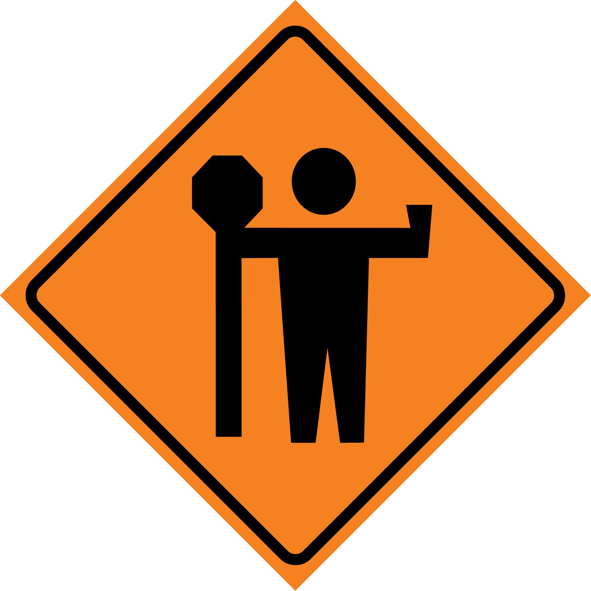 CCI Canada Flagman Roll-Up Sign Traffic Sign, 36" x 36", Vinyl, Pictogram