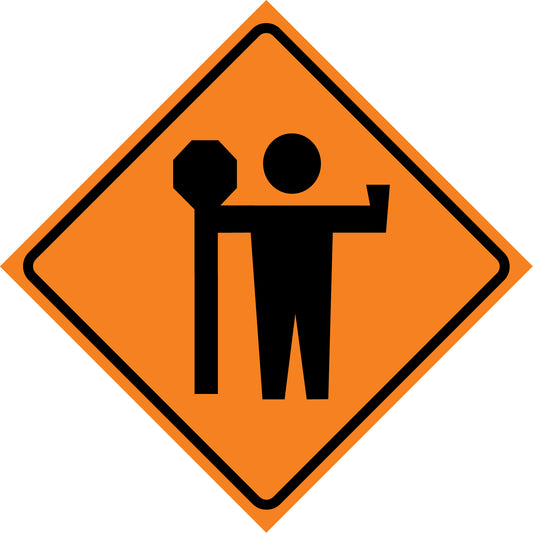 CCI Canada Flagman Roll-Up Sign Traffic Sign, 36" x 36", Vinyl, Pictogram