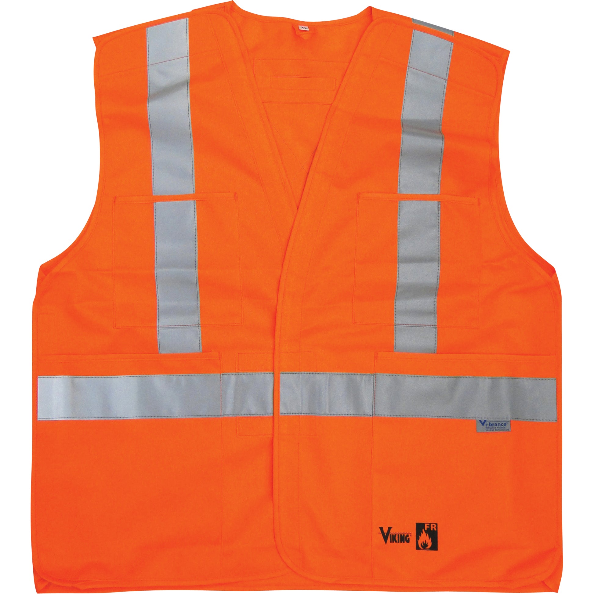Viking Fire Retardant Safety Vest, High Visibility Orange, 2X-Large/3X-Large, Polyester