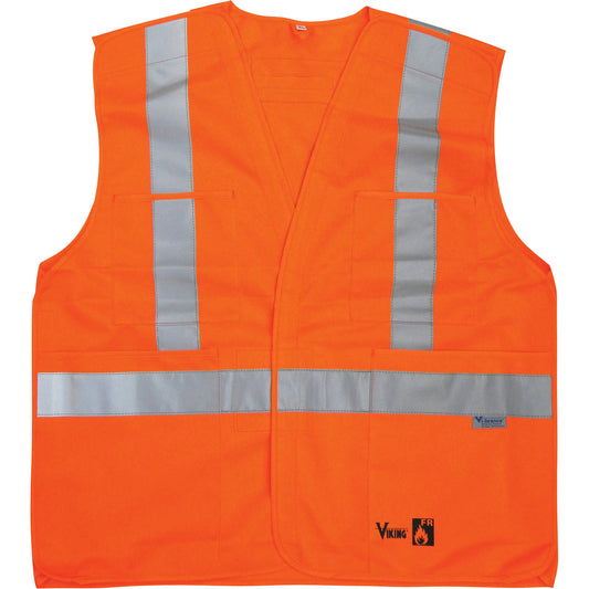Viking Fire Retardant Safety Vest, High Visibility Orange, 2X-Large/3X-Large, Polyester
