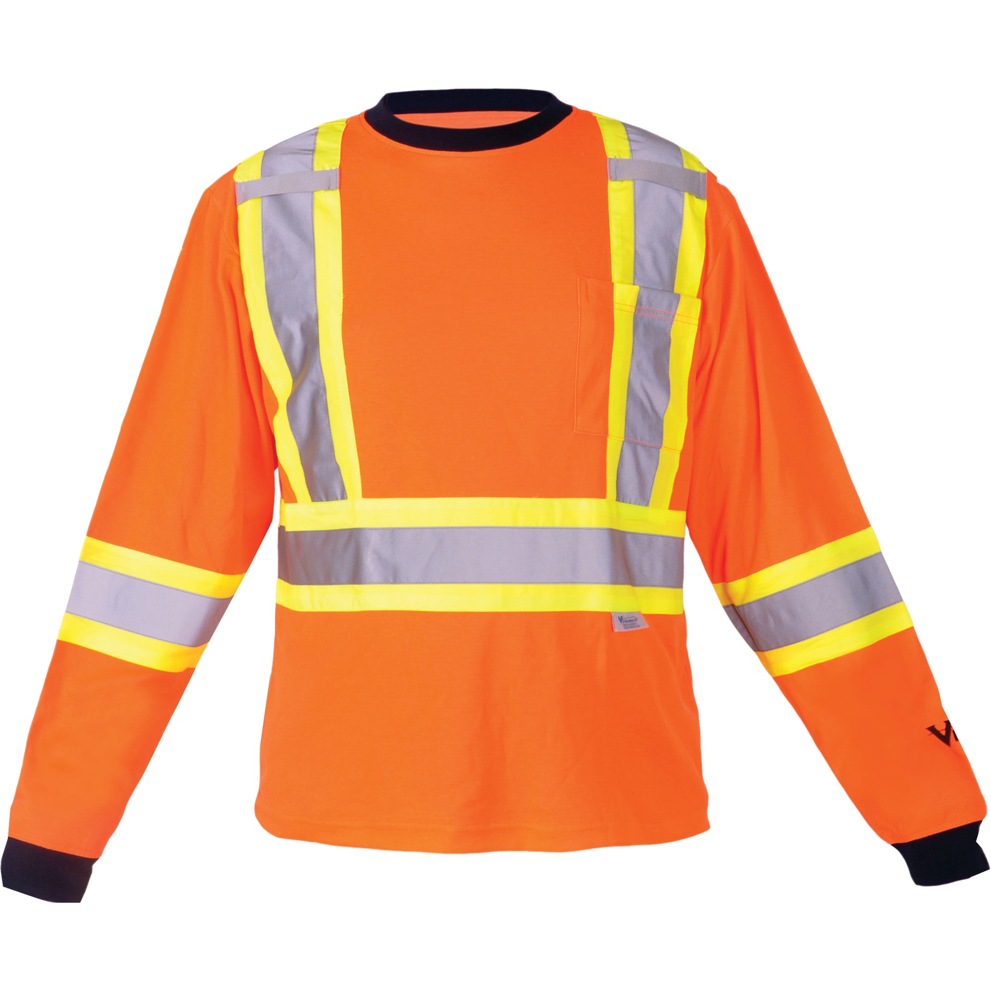 Viking Safety Long Sleeve Shirt, Polyester, Large, High Visibility Orange
