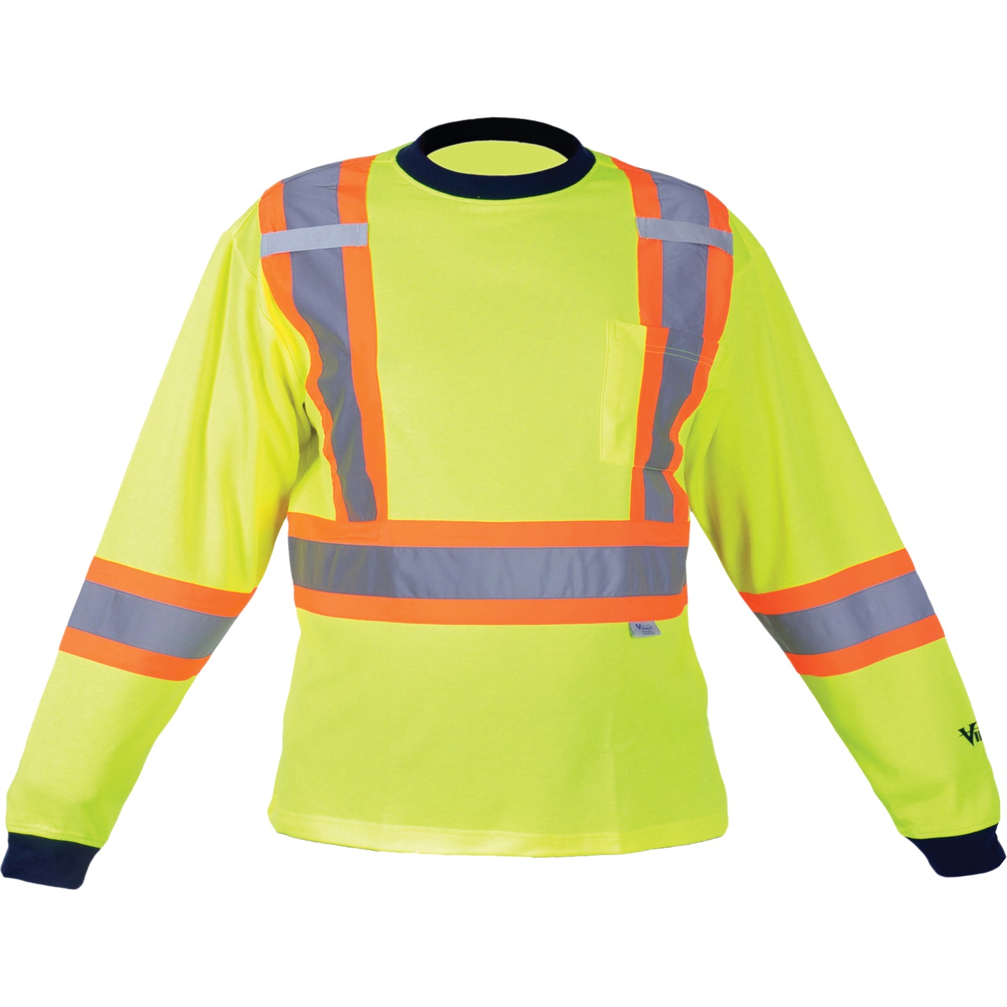 Viking Safety Long Sleeve Shirt, Polyester, X-Large, High Visibility Lime-Yellow