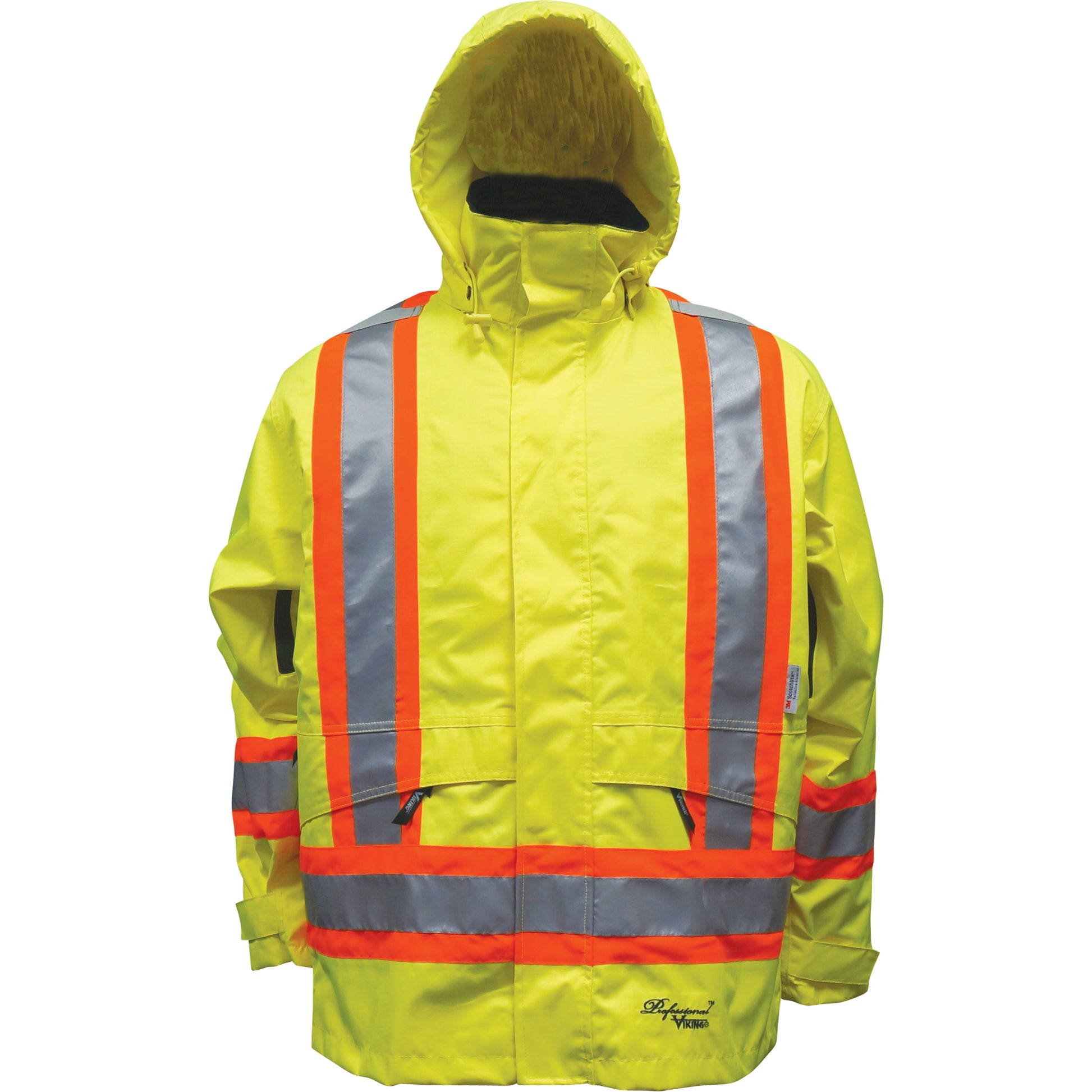 Viking Professional Safety Jacket, Polyester/Polyurethane, High Visibility Lime-Yellow, 3X-Large