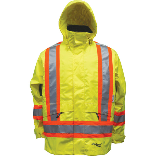 Viking Professional Safety Jacket, Polyester/Polyurethane, High Visibility Lime-Yellow, 3X-Large