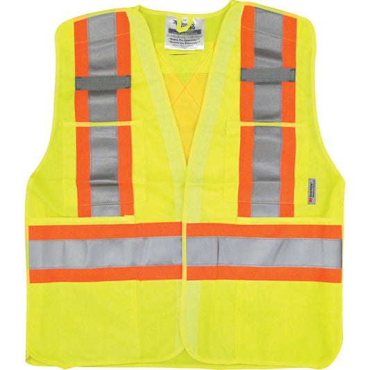 Viking Traffic Safety Vest, High Visibility Lime-Yellow, 2X-Large/3X-Large, Polyester