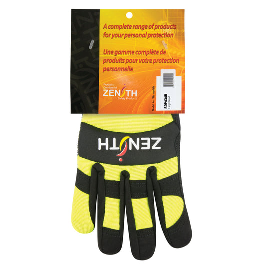 Zenith Safety Products ZM500 High-Visibility Cut-Resistant Mechanic's Gloves, HPPE Palm, Size Medium
