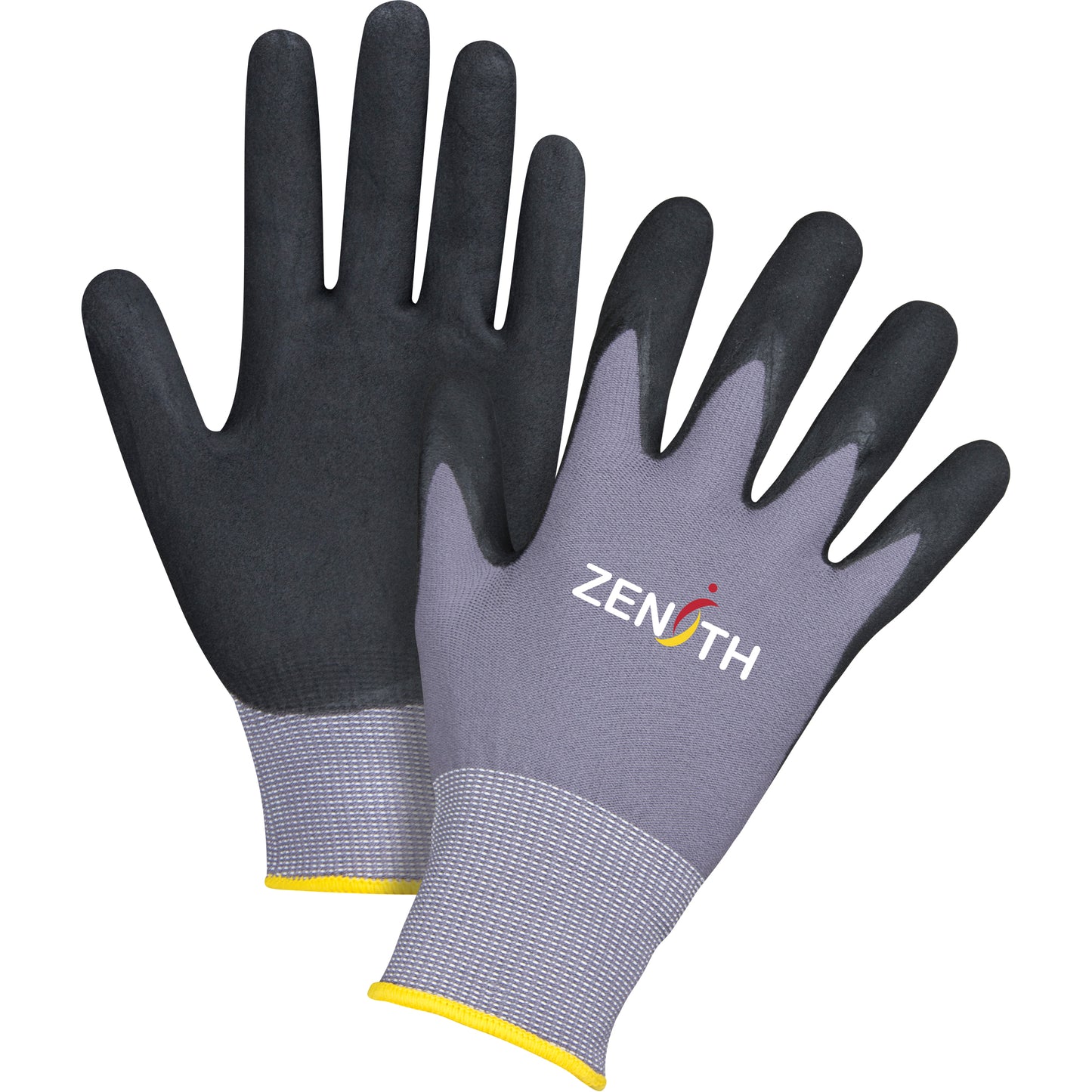 Zenith Safety Products ZX-1 Premium Touchscreen Compatible Gloves, 9/Large, Nitrile/Foam Nitrile Coating, 15 Gauge, Nylon Shell