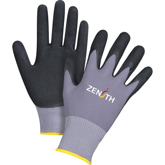 Zenith Safety Products ZX-1 Premium Touchscreen Compatible Gloves, 9/Large, Nitrile/Foam Nitrile Coating, 15 Gauge, Nylon Shell