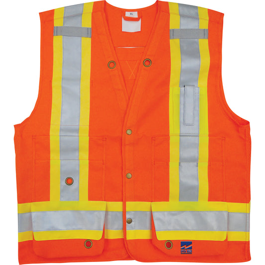 Viking Surveyor Safety Vest, High Visibility Orange, Large, Polyester