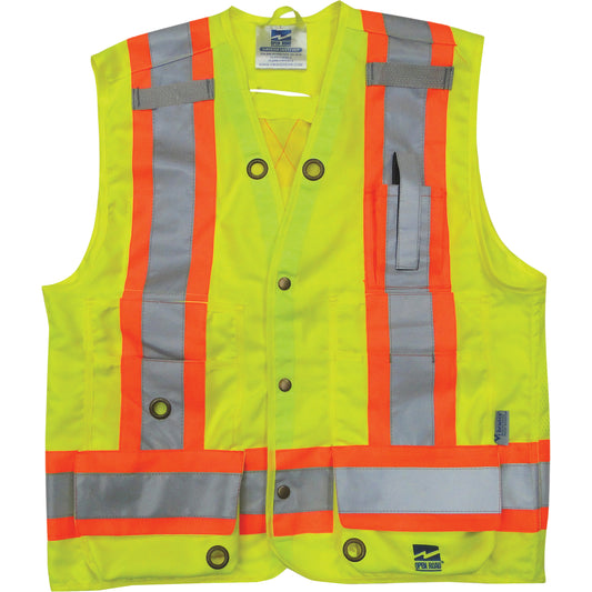 Viking Surveyor Safety Vest, High Visibility Lime-Yellow, Large, Polyester