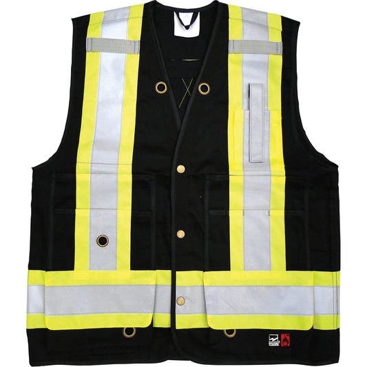 Viking Fire Retardant Surveyor Safety Vest, Black, 2X-Large, Cotton
