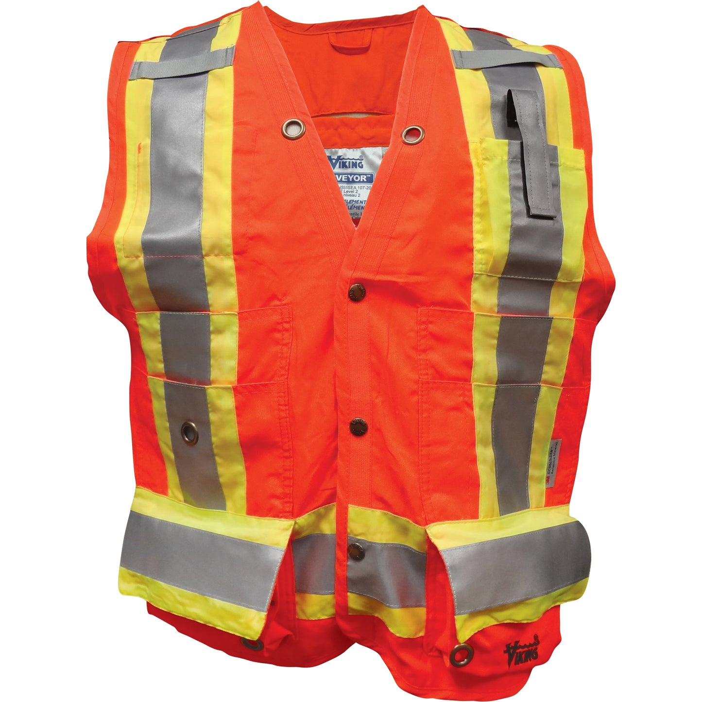 Viking Professional Surveyor FR Safety Vest, High Visibility Orange, Large, Polyester