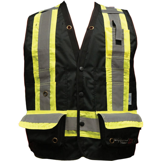 Viking Professional Fire Retardant Surveyor Safety Vest, Black, 2X-Large, Polyester