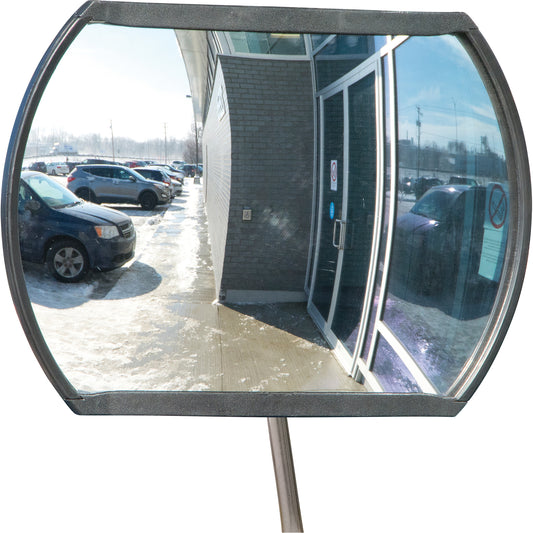 Zenith Safety Products Roundtangular Convex Mirror with Telescopic Arm, 12" H x 18" W, Indoor/Outdoor