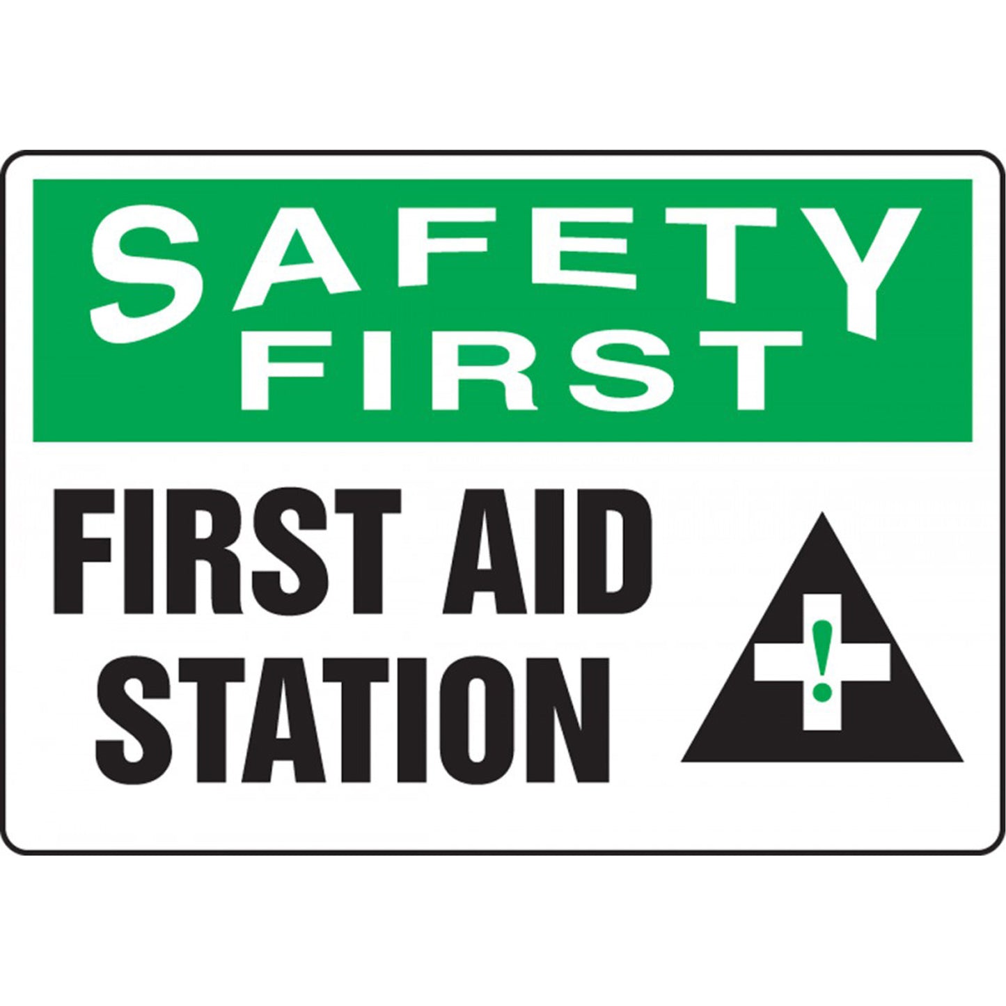 Accuform Signs "First Aid Station" Sign, 7" x 10", Plastic, English with Pictogram