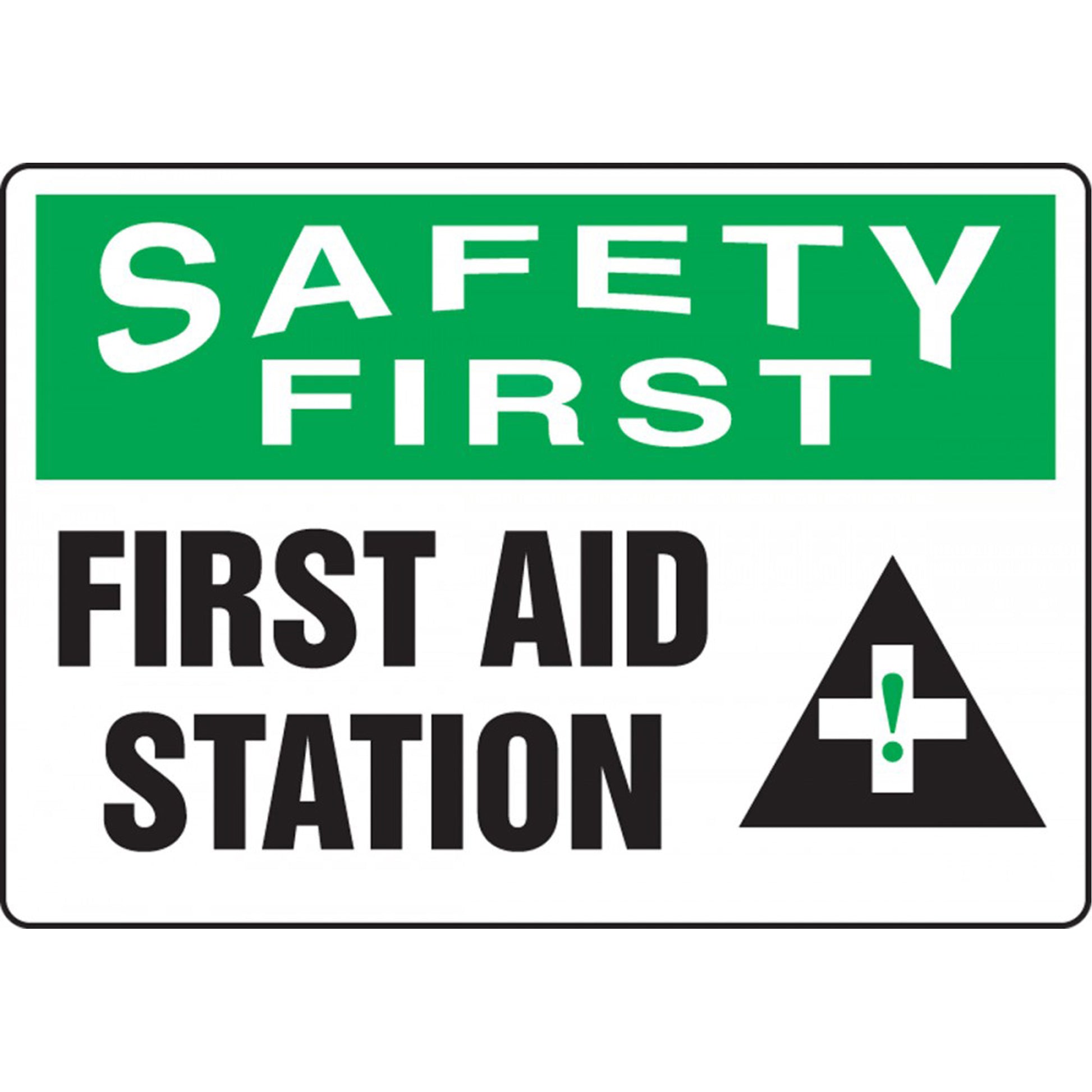 Accuform Signs "First Aid Station" Sign, 7" x 10", Plastic, English with Pictogram