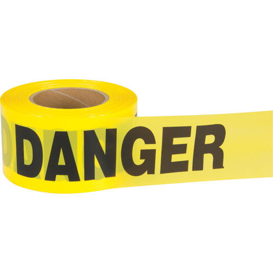 Zenith Safety Products "Danger" Barricade Tape, Bilingual, 3" W x 1000' L, 1.5 mils, Black on Yellow